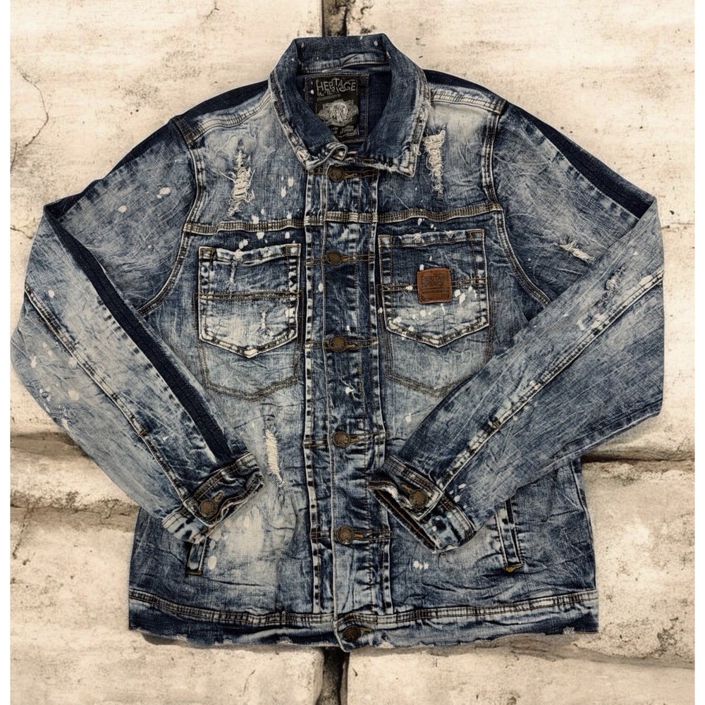 RARE Heritage America Denim  Button Down Distillery Shacket distressed size XL